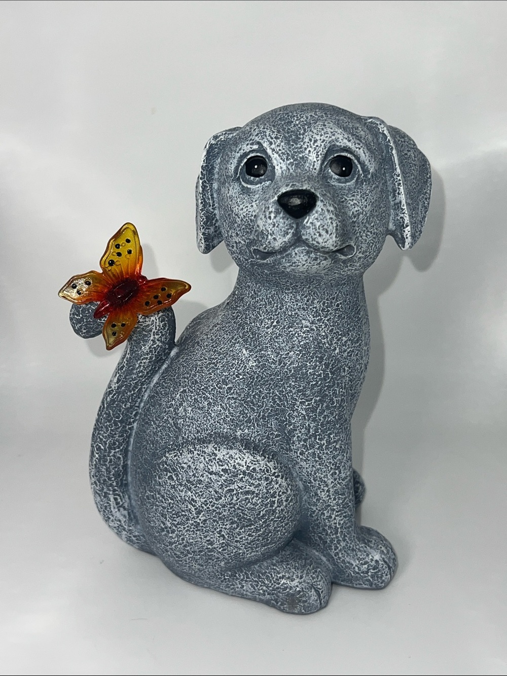 Nacome Dog Outdoor Statues for Garden with Solar Butterfly